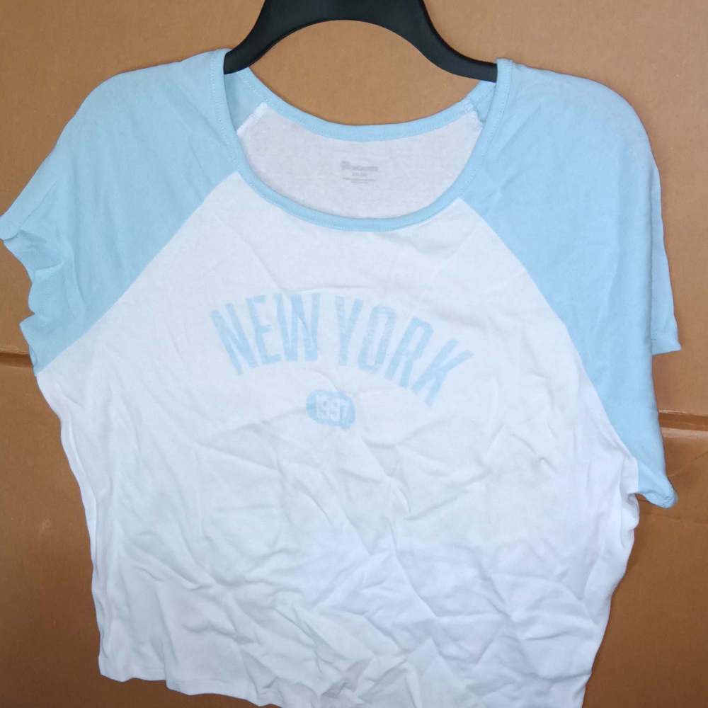 No Boundaries Light Blue and White Crop Top
